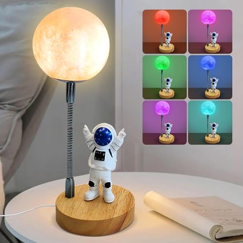 Moon Lamp for Kids,Astronaut Light 7 Color Space Night Light,3D Moon Light Nursery Bedroom Space Themed Decor Table Lamp,Birthday Gifts for Boys Girls