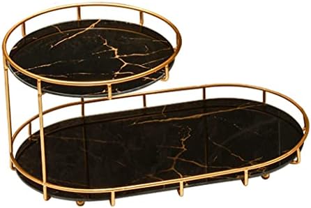 Makeup Organizer Shelf, 2-3 Tier Cosmetic Storage Basket with Removable Tray, Vanity Organizer Rack, for Dresser, Bathroom, Countertop(Black 36 * 17.3cm) image 5