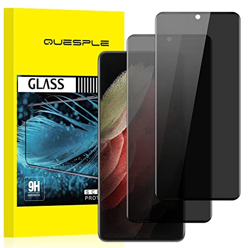 QUESPLE 2 Pack for Samsung Galaxy S21 Ultra Privacy Screen Protector 6.8 Inch, 9H Hardness Tempered Glass, Zero Bubble, High Sensitivity, Case Friendly [Does Not Support Fingerprints]
