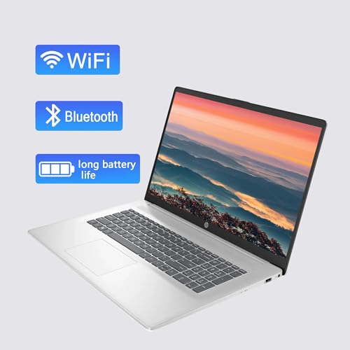Image of HP 17 Laptop, 17.3 inch FHD Display, 16GB RAM, 1TB SSD, AMD Ryzen 5 Processor(Beats i7-1165G7, Up to 4.3GHz), Webcam, Numeric Keypad, Long Battery Life, Windows 11 Home, Alpacatec Accessories, Silver