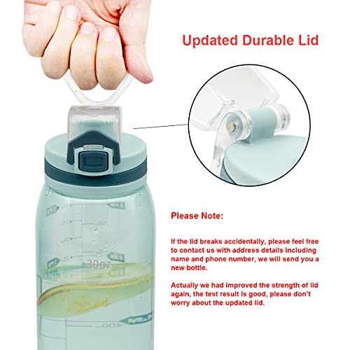 Teentumn 30Oz Sport Water Bottle With Time Markers, Large Durable Gym Clear Plastic Bottle Tritan Bpa Free For Fitness, Outdoor Enthusiasts, Leakproof Green (Pack Of 1) #TOP3