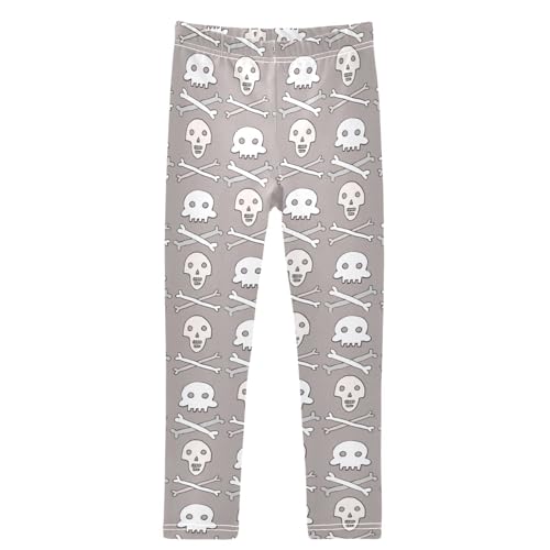 Girls' Leggings Skull Brown Pattern Ankle Length Printed Leggings Comfort Pants for Kids 4-10 Years