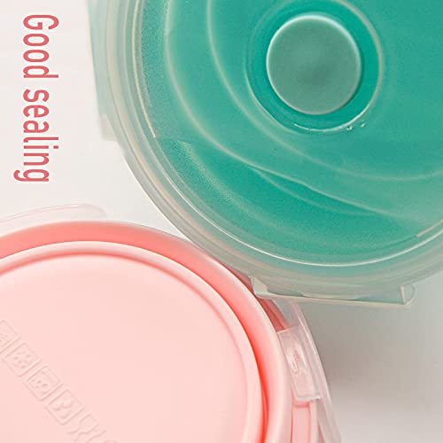Aiks 2Pcs Collapsible Dog Bowls Travel Dog Food Bowl With Lids Silicone Bowls For Dog/Cat Food Water Feeding Pet Feeding Watering Cup Dish For Walking Kennels Camping (12X12X3Cm) (Pink & Blue) #TOP1