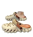 Geerta Men's Casual Hollow Out Design Clogs Comfortable Breathable Clogs for Men Student Fashionable Shoes for Summer Beach Vacation Unique Slides Thick Bottom Slippers Trending Sandals (Khaki,11)