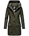 Produktbild MARIKOO Damen Softshell Jacke Winterjacke wasserabweisend Outdoor lang B856 [B856-Maylee-Olive-Gr.XS]