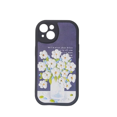 Image of Peeperly Back Cover Case for iPhone 15 Pro Scratch Resistant Anti-Slip TPU Shockproof Protective Durable Flower Painting Case for Girls & Women(Blue)