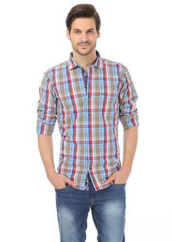 Image of BASICS 100% Cotton Checked Shirt for Men | Slim Fit | Everyday Smart Casual Wear | Full Sleeve