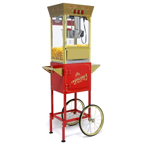 Vintage Style Popcorn Machine with Cart and Kettle