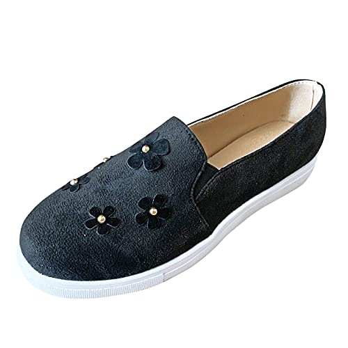Bottines noires pour femmes à la mode et chaussures confortables en daim