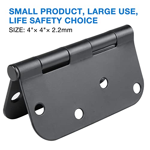 18 Pack Black Door Hinges 4 Inch X4" Rounded Heavy Duty Exterior Door Hinges Black Matte Black Hinges For Interior Doors,Front/Entry/Hinged/Steel/Barn-Style/Inside/Outside Door Hardware Hinge 8 Holes #TOP1