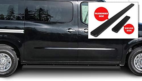 APS Running Boards (Nerf Bars Side Steps Step Bars) Compatible with Nissan NV 1500 2500 3500 2012-2021 Full Size Van 3-Door (Black Powder Coated 6 inches)