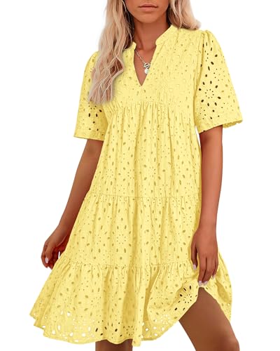 BTFBM Womens Boho Summer Dresses 2026 Spring V Neck Short