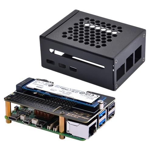 GeeekPi Metal Case with N04 PCIe M.2 Key-M NVMe SSD PCIe Peripheral Board for Raspberry Pi 5