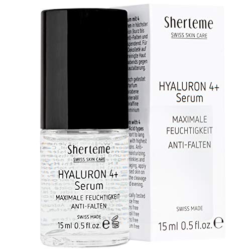 Preisvergleich Produktbild Sherteme HYALURON 4+ Hyaluronsäure Serum / Hautpflege für ein jüngeres Aussehen / 1x15ml Gesicht-Serum mit 4 hochkonzentrierten kurz- & mittelkettigen Hyaluronsäuren / Kosmetik zur Anti-Falten Pflege
