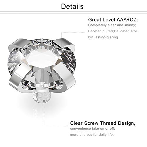 Dyknasz 12PCS 14G Grade 23 Titanium Dermal Anchor Tops Internally Threaded Clear Gem Piercing Jewelry for Women Men2