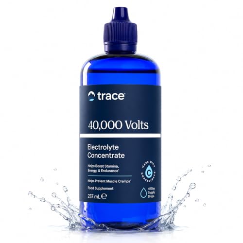 Trace Minerals 40 000 Volts Liquid Electrolyte Concentrate Sugar Free Ionic Magnesium Potassium & Sodium Multimineral Drops for Hydration Energy Endurance & Muscle Support 48 Servings