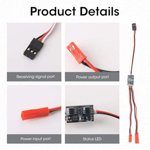 1 Stück 20A RC Schalter, Ferngesteuertes AUX Ein/Aus Schalterrelais für RC Auto, LKW, Boot, Flugzeug, LED Licht, Drohne, Quadcopter, Modellbau, RC Schalter, RC Modellbau – Bild 6