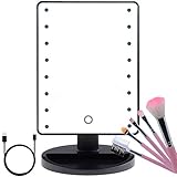 LED Lighted Makeup Mirror With 16 Led Lights Touch Screen Dimmable Brightness180 Rotation USB Battery Double Charge Countertop Cosmetics for Mothers Women Teen Girls Juniors