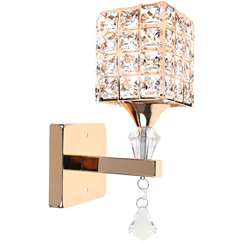 Modern Style pendentif en Cristal mur Lampe Chambre Aisle Living Wall Chambre Lumière Holder E14 Socket,Ampoule non incluse (Or)