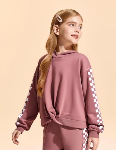 Girls Outfits Casual Tops Twist Front Pullover Hoodies Long Sleeve Fashion Sweatshirts and Sweatpants Girl Clothes3