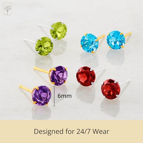 Max + Stone MCE6923Y-14PER 14K Yellow Gold Green Peridot Round Stud Earrings thumb #2