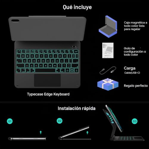 Funda con teclado iPad 11 A16 typecase trackpad multitáctil para viaje 7