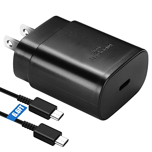 Type C Charger, 25W USB C Wall Charger Super Fast Charging & 6.6FT USB C to C Charger Cable for Samsung Galaxy S25/S24/S24Ultra/S24+/S23/S23Ultra/S23+/S22/S22Ultra/S22+/S21/S21+/S21Ultra/S20/Note 20