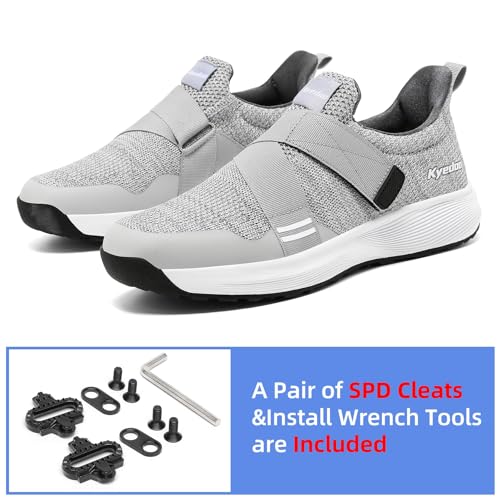 Image of Kyedoo Men's Indoor Cycling Shoes Compatible with SPD Cleats, Comfortable Walkable Bike Shoes, Cleats Included
