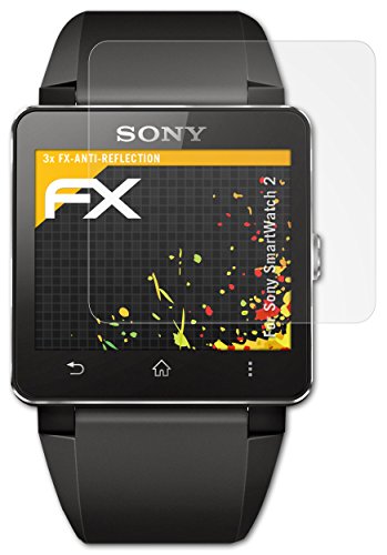 atFoliX Screen Protector compatible with Sony SmartWatch 2 Screen Protection Film, anti-reflective and shock-absorbing FX Protector Film (3X)