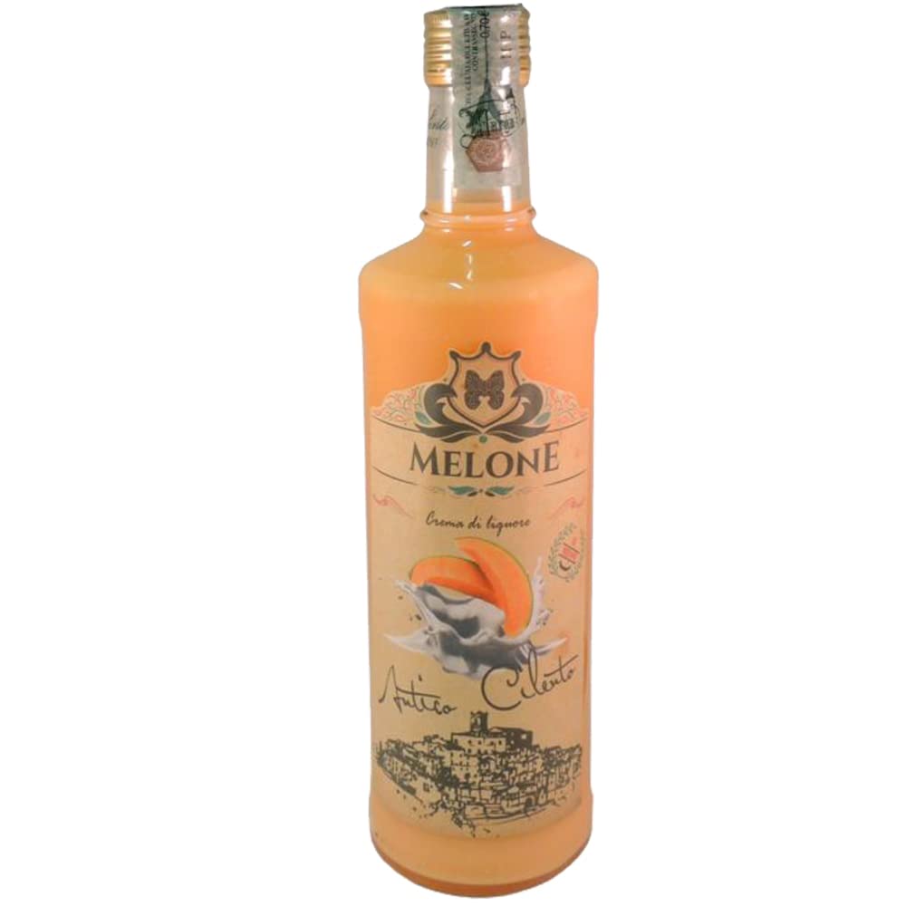 Liquore al Melone | Crema Meloncello | Antico Cilento | Produzione Artigianale Alta Qualità | Ingredienti Naturali | Antica Ricetta Cilentana | Bottiglia 70 Cl | Idea Regalo