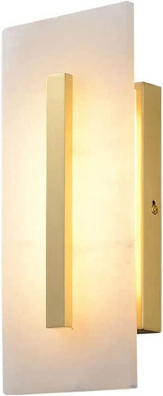 JYBNBBE Modern Brass Marble Wall Lantern Bedroom Bedside Lighting Sconce Living Room Hallway Light Fixture Indoor LED Dimmable Mount Lamps,Chandelier