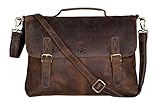 hlc. handolederco. 18 Inch Vintage Buffalo Leather Messenger Satchel Laptop Briefcase Men's Bag Crazy Vintage Leather Messenger Briefcase Bag