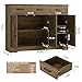 HOSTACK Modern Farmhouse Buffet Sideboard Cabinet, Barn Doors Storage Cabinet with Drawers and Shelves, Wood Coffee Bar Cabinet with Storage for Dining Room, Kitchen, Living Room, Rustic Brown