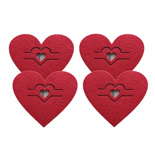 NLAIOUSL 4Pcs Romance Valentine Cutlery Bags Utensils Holders for Night Family Dinners and Themed Event