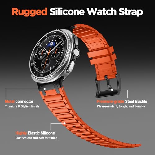 Image of Compatible with Samsung Galaxy Watch 8 Classic 46mm Strap /Galaxy Watch 8 44mm 40mm Rugged Bands Silicone for Galaxy Watch 8 /8 Classic Rubber Sport Straps (NO WATCH)