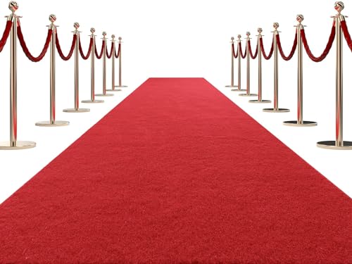 HOMBYS 450 GSM Extra Thick 2.6x30 ft Red Carpet Runner for Partys & Events, Heavy-Duty Felt Aisle Runway Rug for Steps, Prom Proposal & Wedding Ceremony Decorations, Hollywood Oscars for VIP Awards