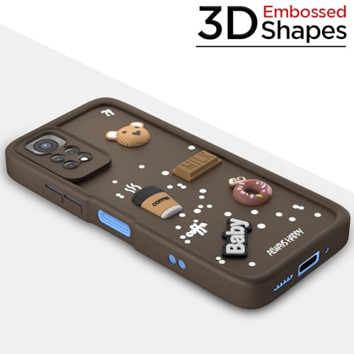 Image of Pikkme Back Cover for Redmi Note 11 / Note 11s | Cute Fun Cartoon 3D Bear Silicone Full Body Protection Bumper Cover (Brown)
