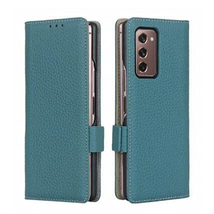 WWWFZS Phone caseFit For Samsung Galaxy Z Fold 2 5G Cover Classic Lychee Pattern Leather Magnetic Buckle Flip Phone Caseilicone case phone Protective Case(Color:style 4)