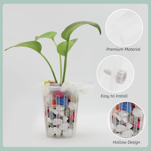 Image of WishLotus 2Pcs Aquarium Plant Holder, Hollow Design Hanging Aquarium Planter Cups with Hook, Aquarium Plant Baskets for Fish Tank Aquarium Hydroponics & Aquatic Plant (Transparent)