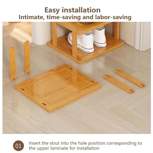 Étagère à chaussures en bambou au design moderne et structure pliable à 8 niveaux - 8