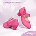 PANDANINJIA Girls Dress Shoes Kids Toddler Heels Mary Jane Pumps Flower Girl Wedding Party Princess Back to School Shoes(Fuchsia Suede 4 M US Big Kid)