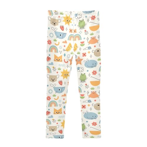 Cute Playful Animals Girls Leggings,Workout Leggings for Girls Toddler Athletic Leggings Size for 3-10T2