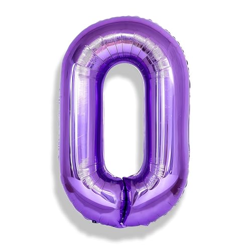 Purple Number Balloons, 40 Inch Foil Large Balloons, Helium Self Inflating Number Balloon for Girls Women 10th 20th Birthday Party Bridal Shower Anniversary Ceremony Party Decoration Supplies