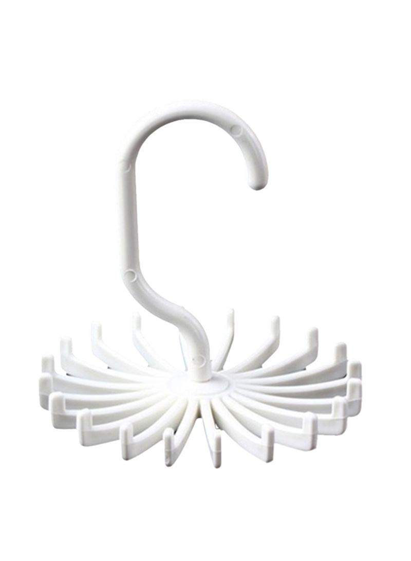Urban Utility Tie Rack 20 Hooks Space Saving Scarf Non-Slip 360 Degree tating Belt Closet Organizer Socks Holder Hanger Wardrobe (White)