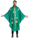 GRAJTCIN Robe de prêtre catholique Chasuble pour homme avec étole, vert, Medium