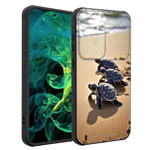 smauncucn for Galaxy S26 Case with Slide Camera Cover,Heavy Duty Dual Layer Hybrid Shock Proof Protective Rugged Bumper Case for Samsung Galaxy S26 6.3" 2026,Beautiful Sea Turtle Beach