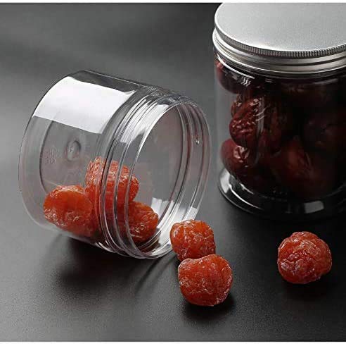 Rocutus 12 Pack Clear Plastic Jars Containers With Screw On Lids,Refillable Wide-Mouth Plastic Slime Storage Containers for Beauty Products,Kitchen & Household Storage - BPA Free (5.3 Ounce)