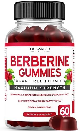 Berberine Gummies with Ceylon Cinnamon (1,200mg) Premium Sugar-Free Berberine Ceylon Cinnamon Supplement for Adults – Third-Party Tested, Non-GMO & Made in USA – 60 Count Chewable Gummies