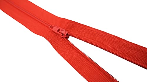 King of Trade Reißverschluss Nylon Schiene 4 mm Nicht teilbar fein Zipper 20 cm 3# Rot Cover