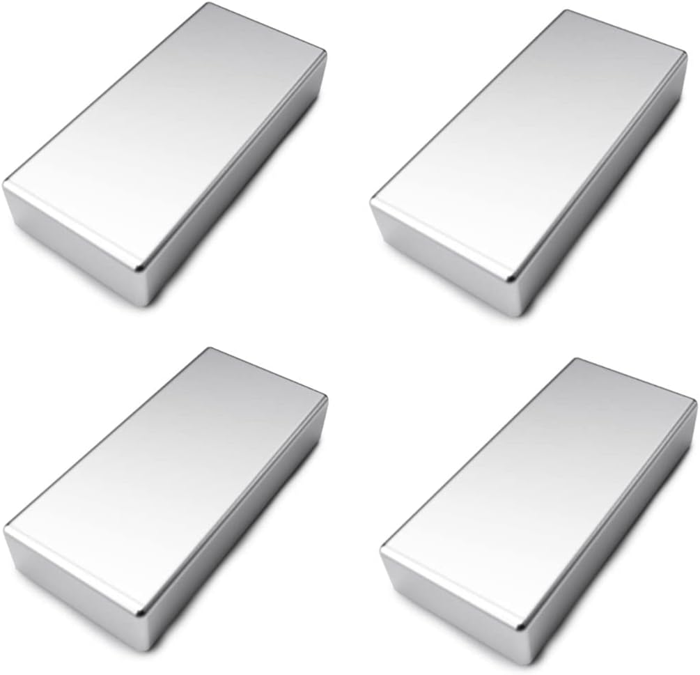 4 PCS Powerful N52 Neodymium Bar Magnets, Rare Earth Rectangular Magnets, 1.97 x 1 x 0.4 Inch